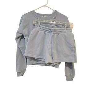 Better Together Set Sweatshirt Shorts Sky Blue Drawstring Size Kids Girls M